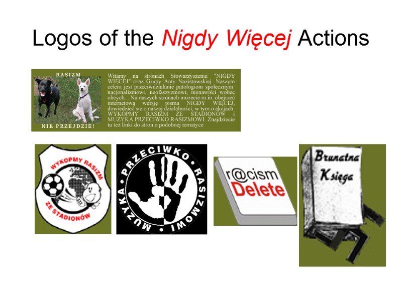 Logos of the Nigdy Więcej Actions